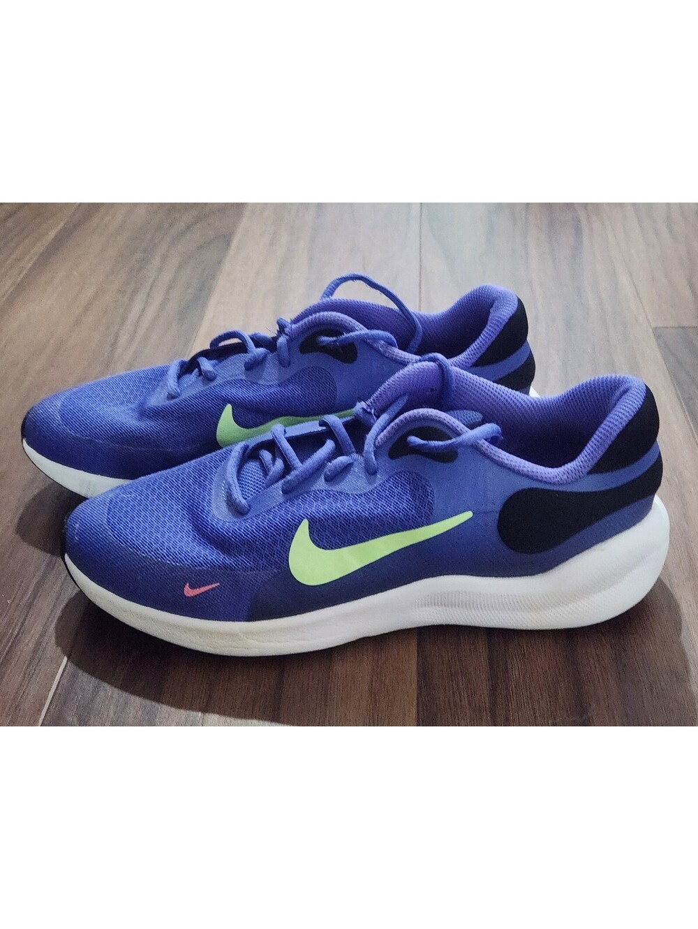 Nike Revolution 7 Ultramarine/Lime Girls Sneakers Size 6Y